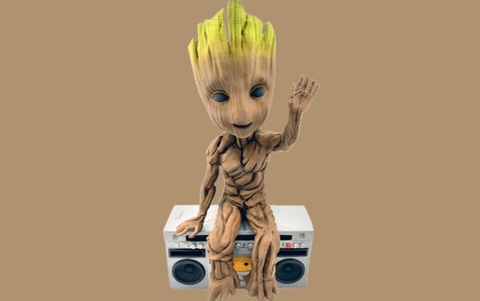 Baby Groot on Radio 3D Model STL File - 3DSTLHUB