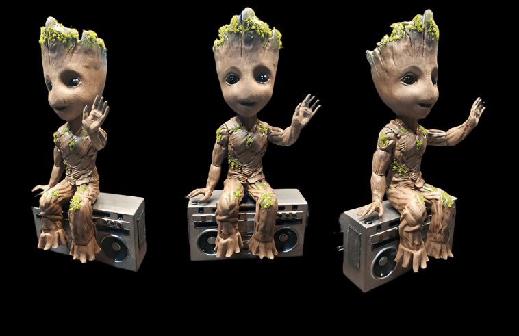 Baby Groot on Radio 3D Model STL File - 3DSTLHUB