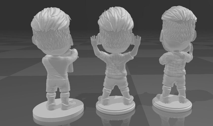 Lionel Messi Chibi Bust 3 Pack 3D STL Files - 3D Printable - 3DSTLHUB