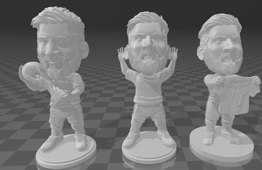 Lionel Messi Chibi Bust 3 Pack 3D STL Files - 3D Printable - 3DSTLHUB